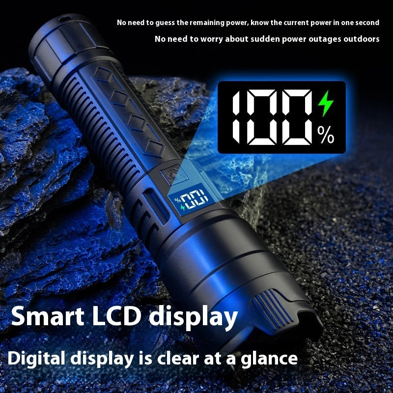 Black Digital Focus Flashlight with Portable Long Endurance and Strong Light - Teleplus flashlight charging portable