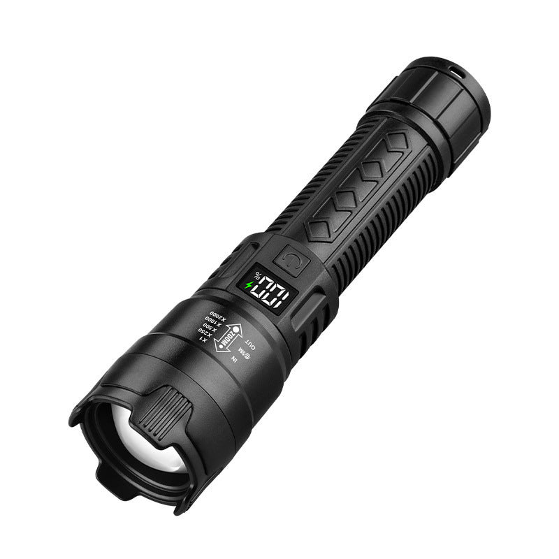 Black Digital Focus Flashlight with Portable Long Endurance and Strong Light - Teleplus flashlight charging portable