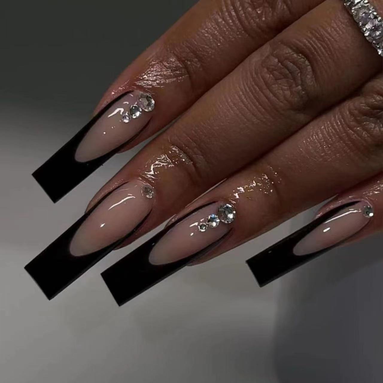 Black Edge French Glue for Long Ballet and Finished Wear Manicure - Teleplus black edge french long ballet finished