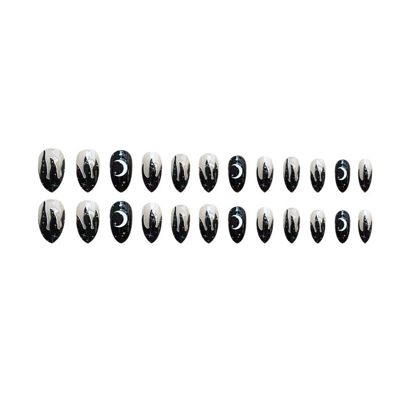 Black Flame Star and Moon Varnish for Nail Enhancement with Water Drop Effect - nail enhancement black flame star moon