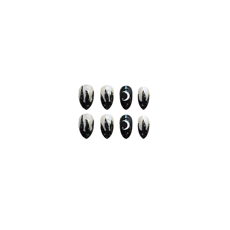 Black Flame Star and Moon Varnish for Nail Enhancement with Water Drop Effect - nail enhancement black flame star moon
