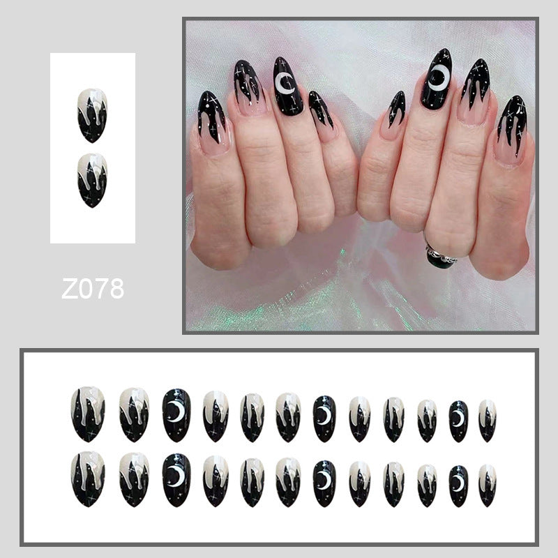 Black Flame Star and Moon Varnish for Nail Enhancement with Water Drop Effect - nail enhancement black flame star moon