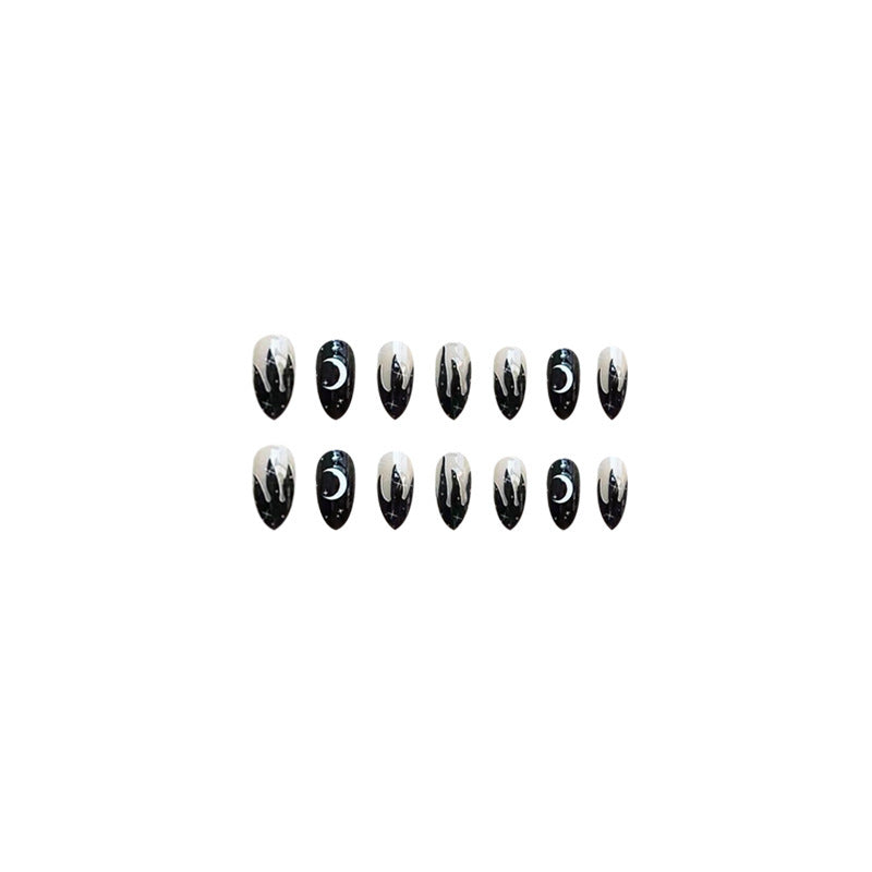 Black Flame Star and Moon Varnish for Nail Enhancement with Water Drop Effect - nail enhancement black flame star moon