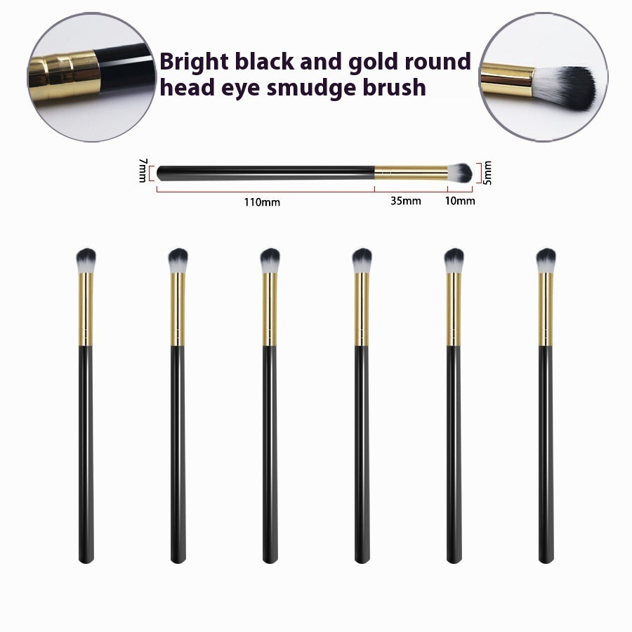 Black Gold Hair Brush with Two-Color Fiber Wool and Wooden Handle - Teleplus single soft brush black gold