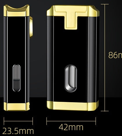 Black Gold Nickle Transom Three Torch Lighter with Zinc Alloy Gift Box - Nickel for Cigar Enthusiasts transom three