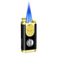 Black Gold Nickle Transom Three Torch Lighter with Zinc Alloy Gift Box - Nickel for Cigar Enthusiasts transom three