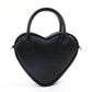 Black Heart Shaped Faux Leather Zipper Bag Single Compartment Hand Arm and Shoulder Bag