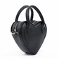 Black Heart Shaped Faux Leather Zipper Bag Single Compartment Hand Arm and Shoulder Bag