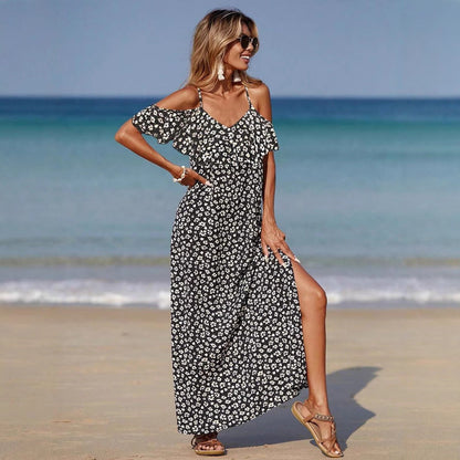 Black High Waist Suspender Skirt Mid Length Elegant Commute Style Dress