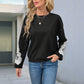 Black Lace Pullover Long Sleeve Casual Top Womens Asian Sizes S to XL