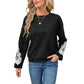 Black Lace Pullover Long Sleeve Casual Top Womens Asian Sizes S to XL