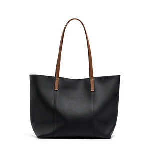 Black Leather Handmade Cowhide Portable Shoulder Bag for Men and Women - Teleplus layer cowhide handmade tote portable