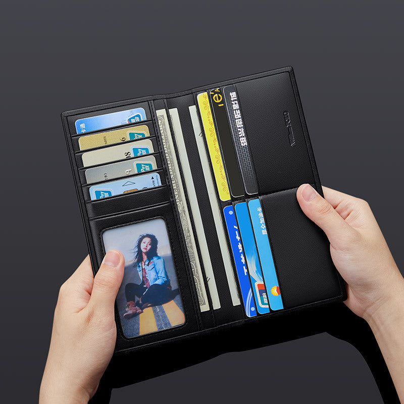 Black Leather Wallet for Men Solid Color Gift United States Buyers - Short Size Cowhide Business and Fun united states