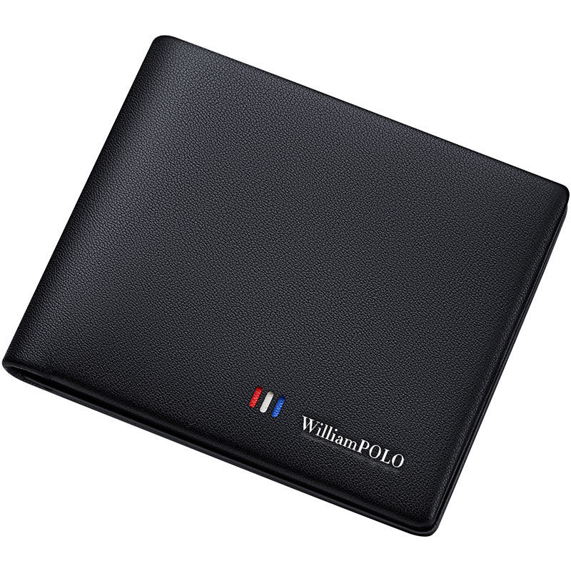 Black Leather Wallet for Men Solid Color Gift United States Buyers - Short Size Cowhide Business and Fun united states