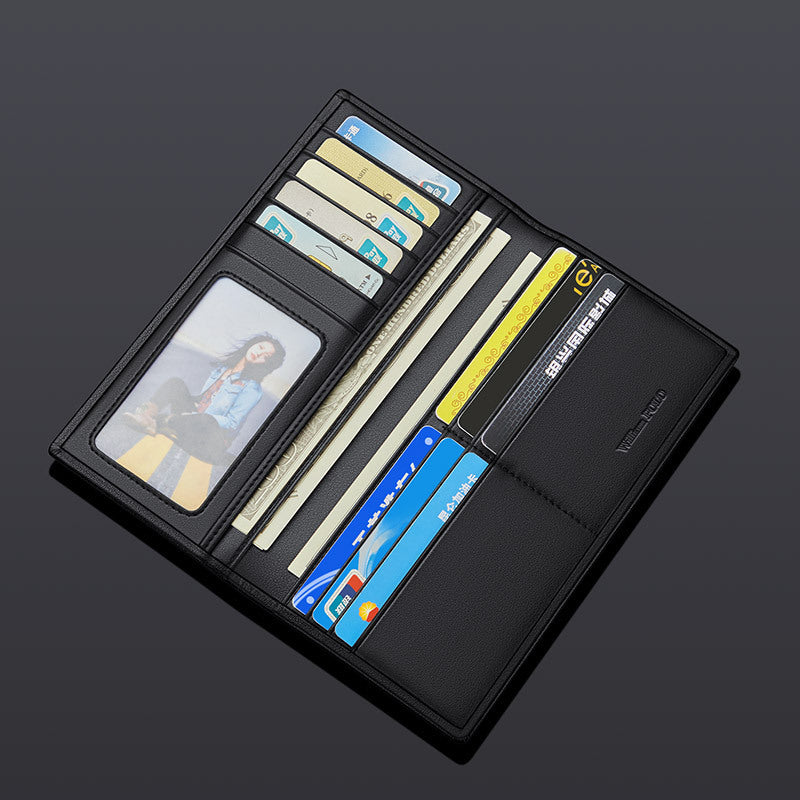 Black Leather Wallet for Men Solid Color Gift United States Buyers - Short Size Cowhide Business and Fun united states