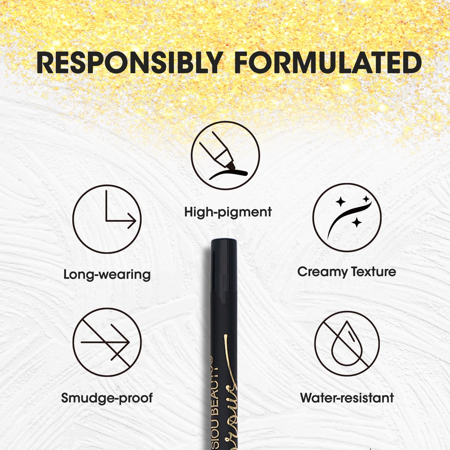 Black Liquid Eyeliner for All Skin Types Professional Makeup Tool - Teleplus black liquid eyeliner professional makeup