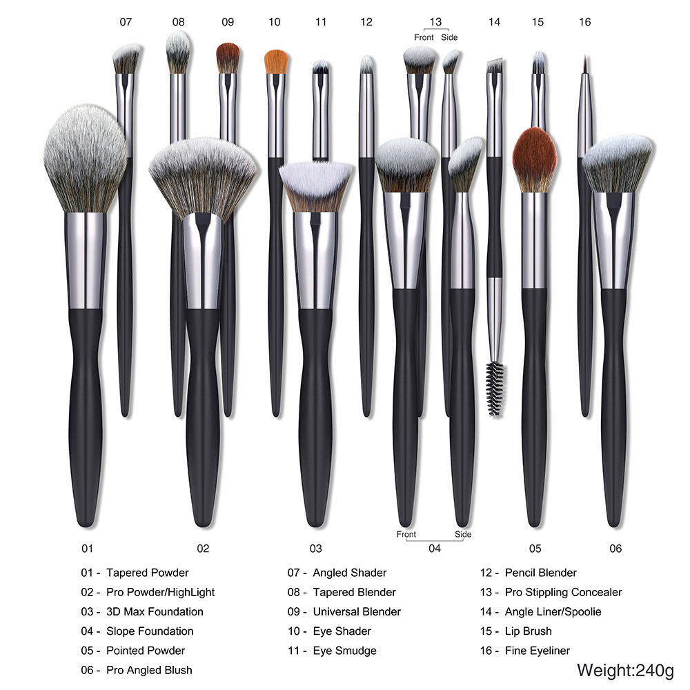 Black Makeup Brush Set with Eye Liner and Eyeliner Suit - Teleplus black makeup brush eyeliner suit