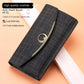 Black Microfiber Anti-Theft Card Holder with Chevron Pattern for United States - Secure Your Cash in Style This Leather