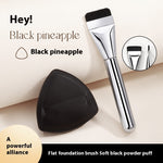 Black Pineapple CP Brush Set Powder with Soft Double Sided Puff - pineapple cp brush set powder soft double sided