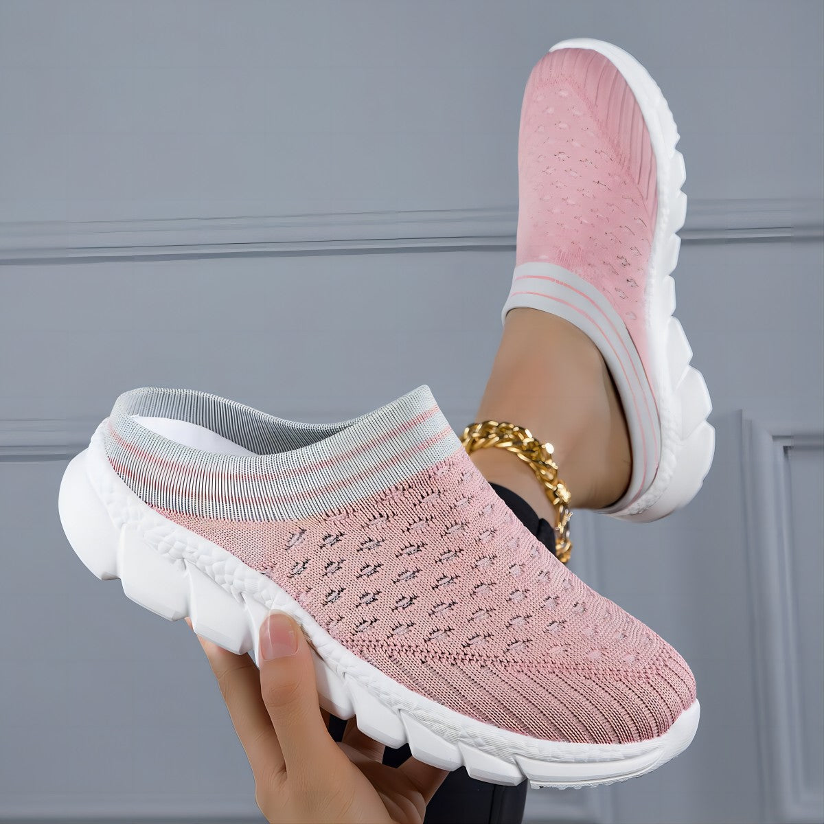 Black Pink Purple Flyknit Hollow-Out Sports Shoes for Adults - Teleplus black pink purple flyknit hollow-out sports