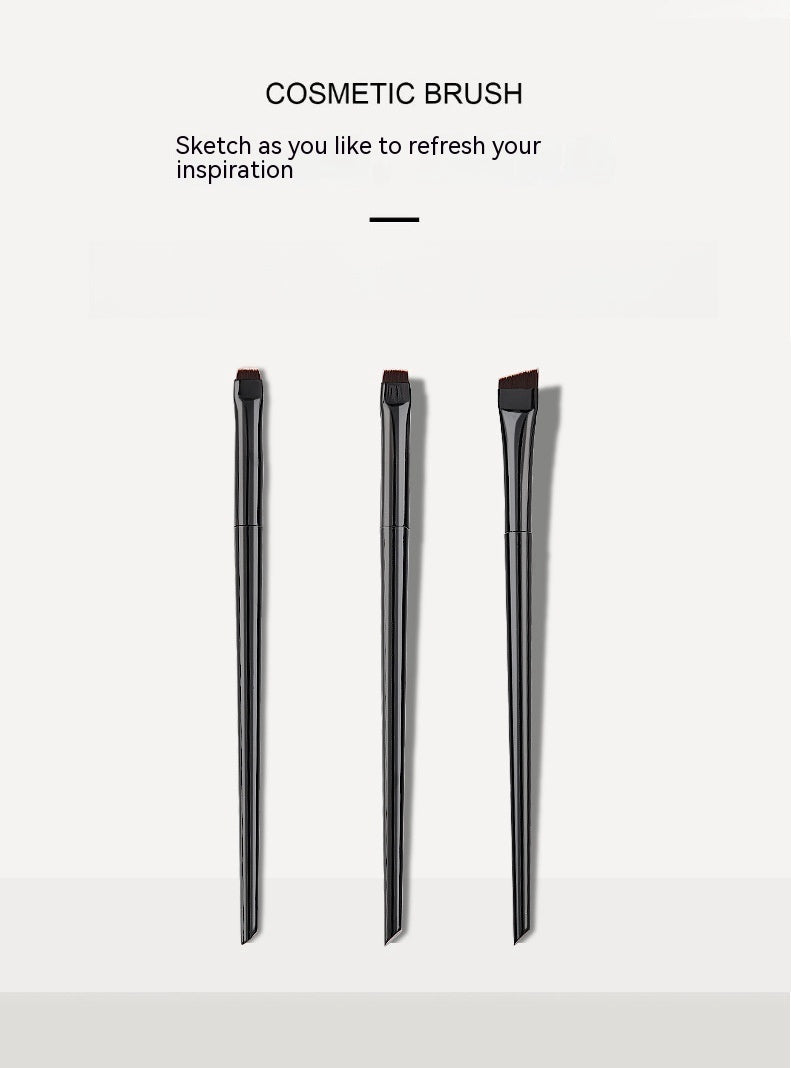 Black Plastic Handle Eyeliner Brush with Oblique Head for Precise Makeup - Teleplus blade eyeliner brush fine oblique