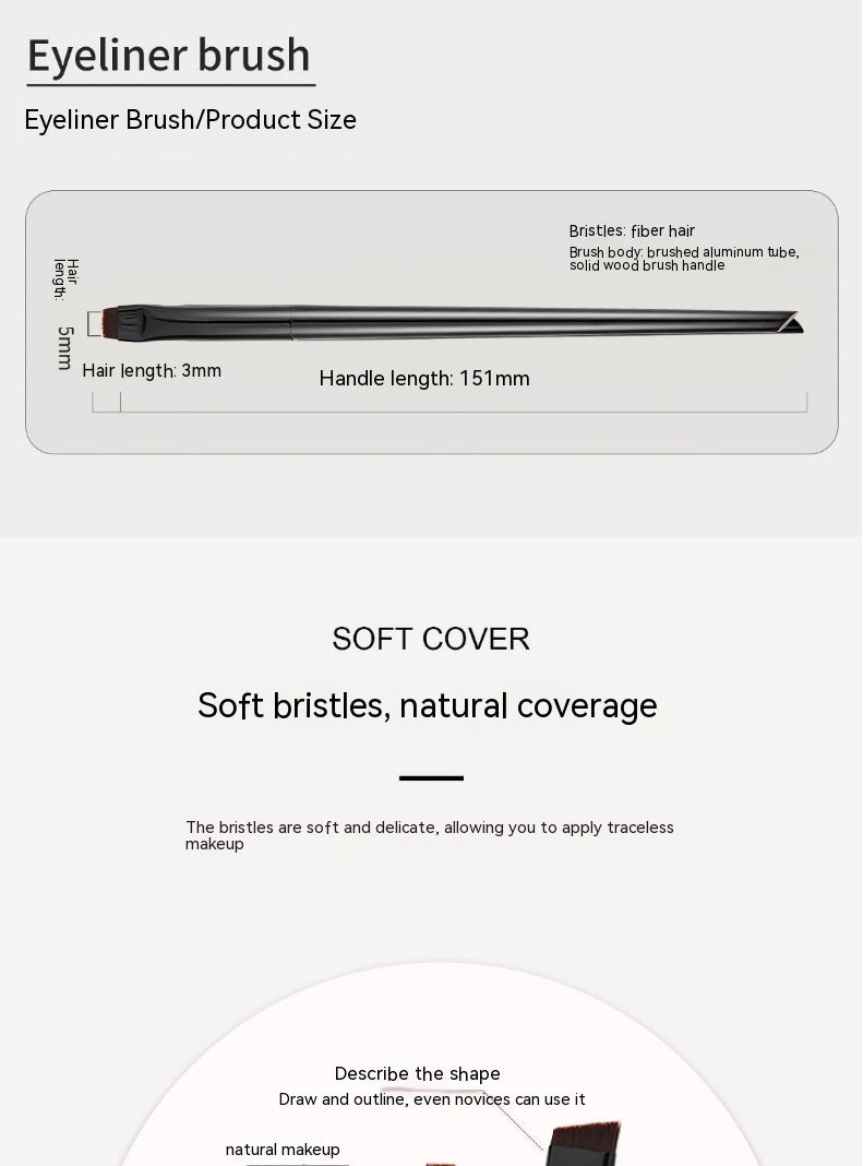 Black Plastic Handle Eyeliner Brush with Oblique Head for Precise Makeup - Teleplus blade eyeliner brush fine oblique