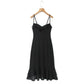 Black Polyester Skirt Dress with Sling Style for Women