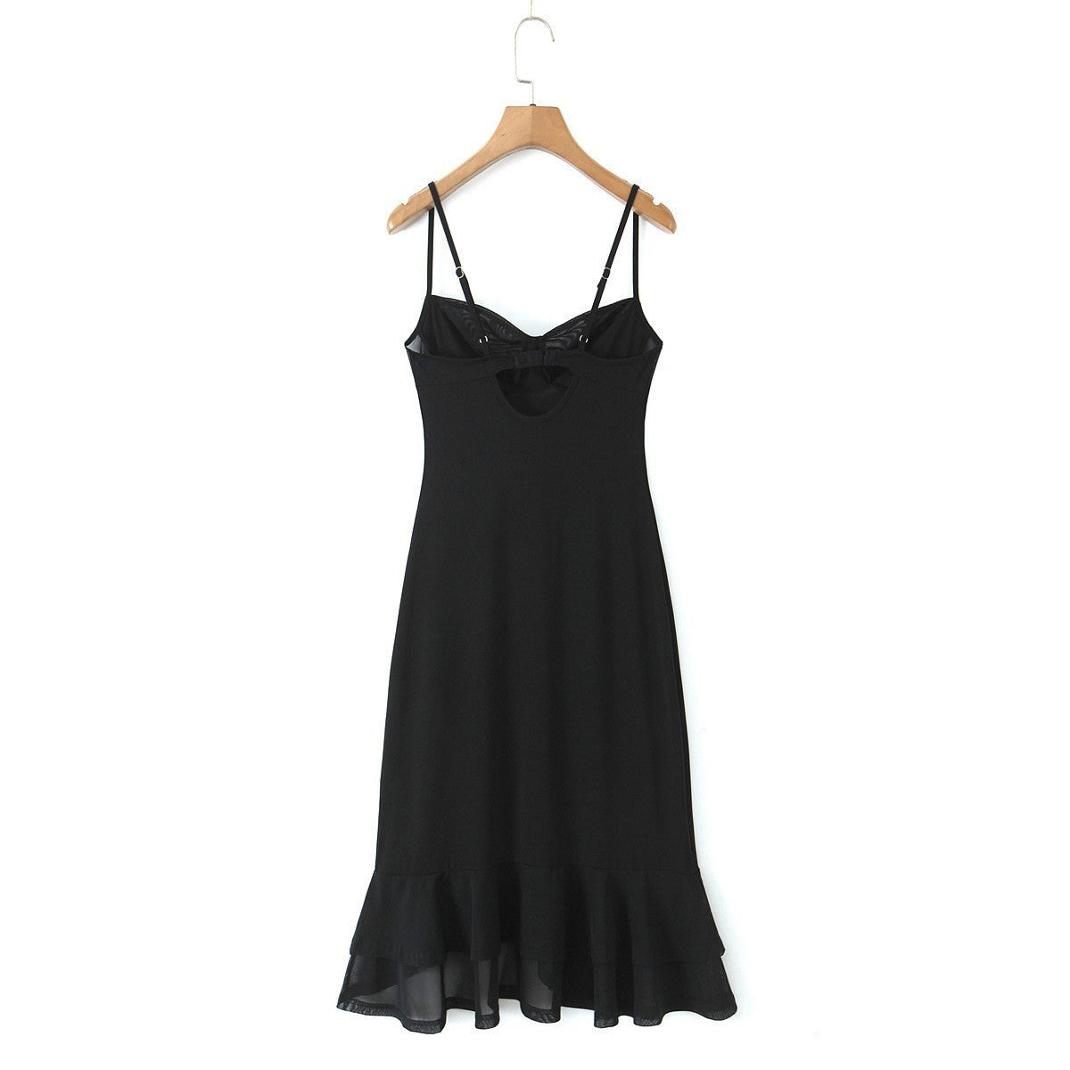 Black Polyester Skirt Dress with Sling Style for Women