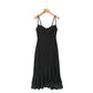 Black Polyester Skirt Dress with Sling Style for Women