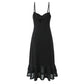Black Polyester Skirt Dress with Sling Style for Women