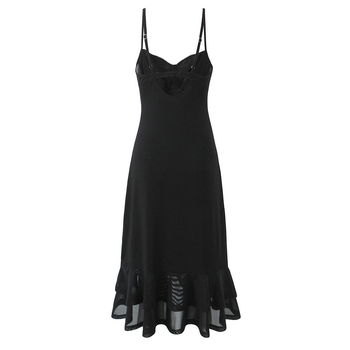 Black Polyester Skirt Dress with Sling Style for Women