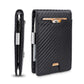 Black PU Leather Luggage Wallet with Carbon Fiber Cover for United States Travel - Manly That Holds Cash
