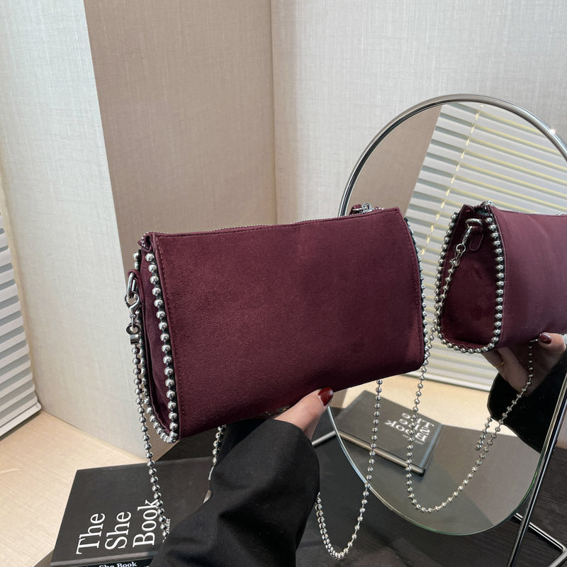 Black Red Brown Crossbody Bag with Rivets for Fashion Simple Shoulder - Teleplus fashion simple shoulder crossbody