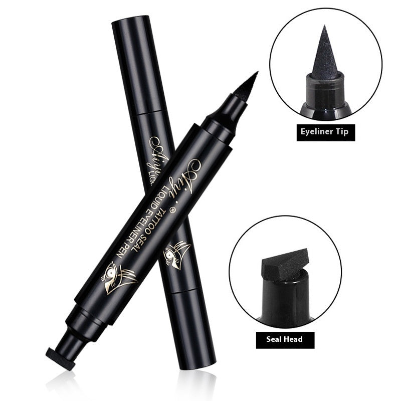 Black Seal Eyeliner 2-in-1 Double-Headed Triangle for Universal Skin - Teleplus triangle seal eyeliner double-headed
