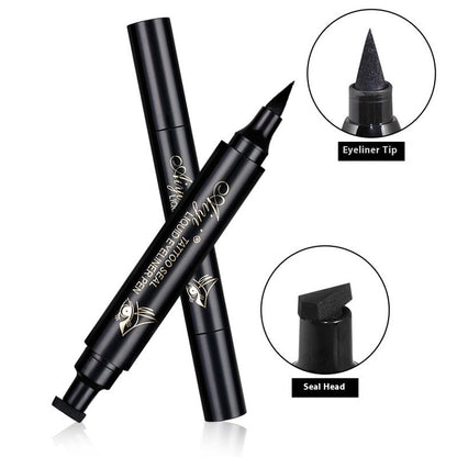 Black Seal Eyeliner 2-in-1 Double-Headed Triangle for Universal Skin - Teleplus triangle seal eyeliner double-headed