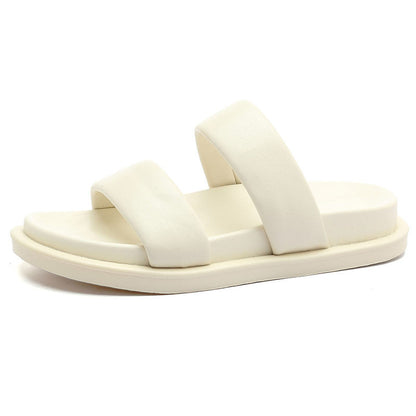 Black Sheepskin Flat Heel Slippers with Rubber Foam Sole - Teleplus black sheepskin flat rubber foam sole heel