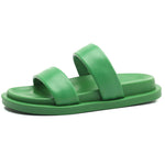 Black Sheepskin Flat Heel Slippers with Rubber Foam Sole - Teleplus black sheepskin flat rubber foam sole heel