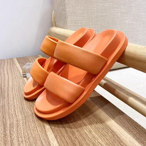 Black Sheepskin Flat Heel Slippers with Rubber Foam Sole - Teleplus black sheepskin flat rubber foam sole heel