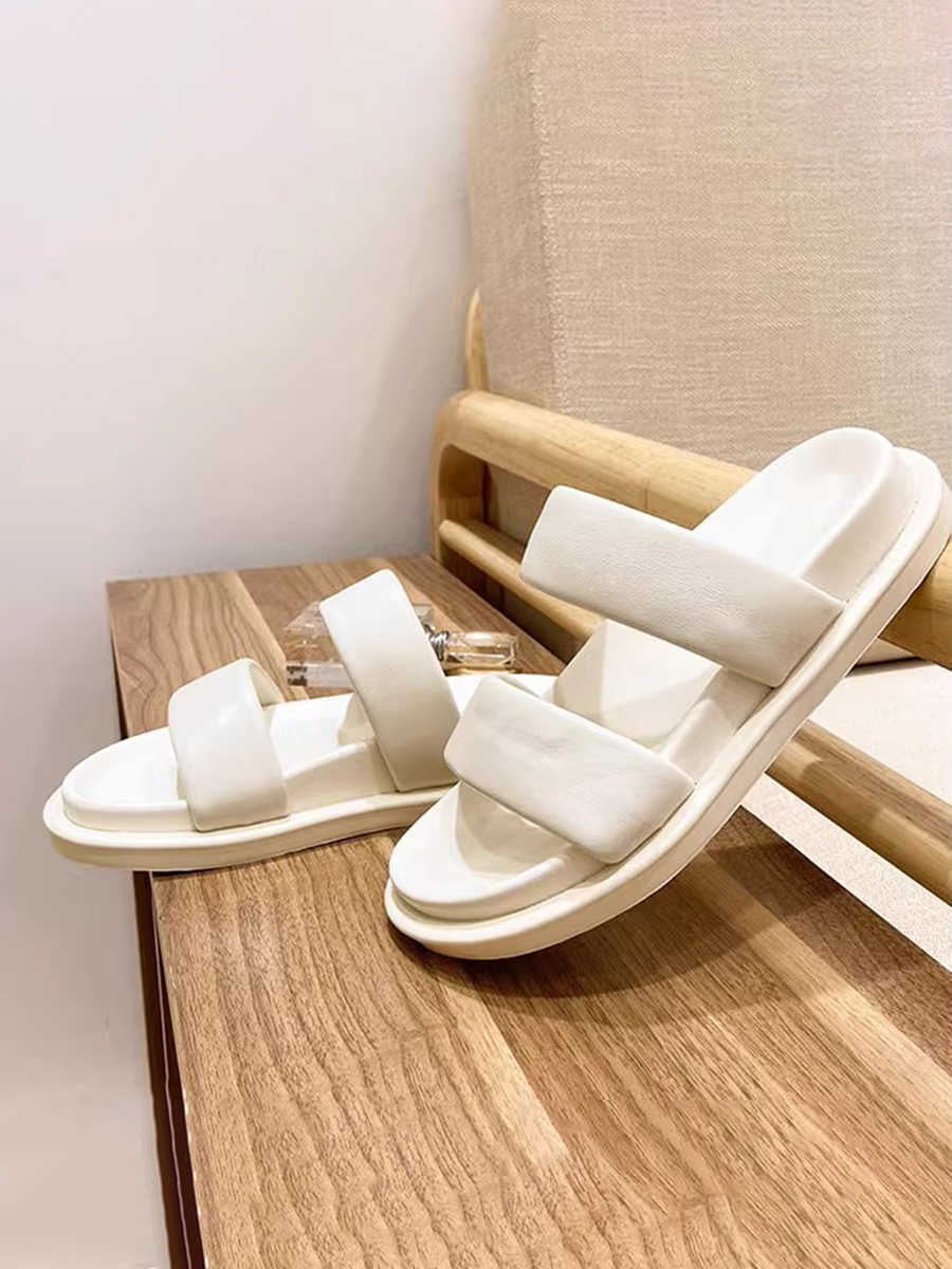 Black Sheepskin Flat Heel Slippers with Rubber Foam Sole - Teleplus black sheepskin flat rubber foam sole heel