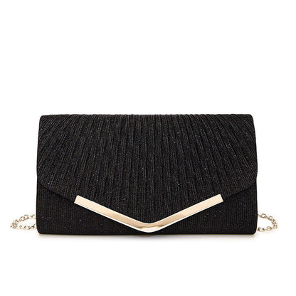 Black Silver Gold Chain Crossbody Bag for Evening Dinner - evening dinner chain crossbody bag