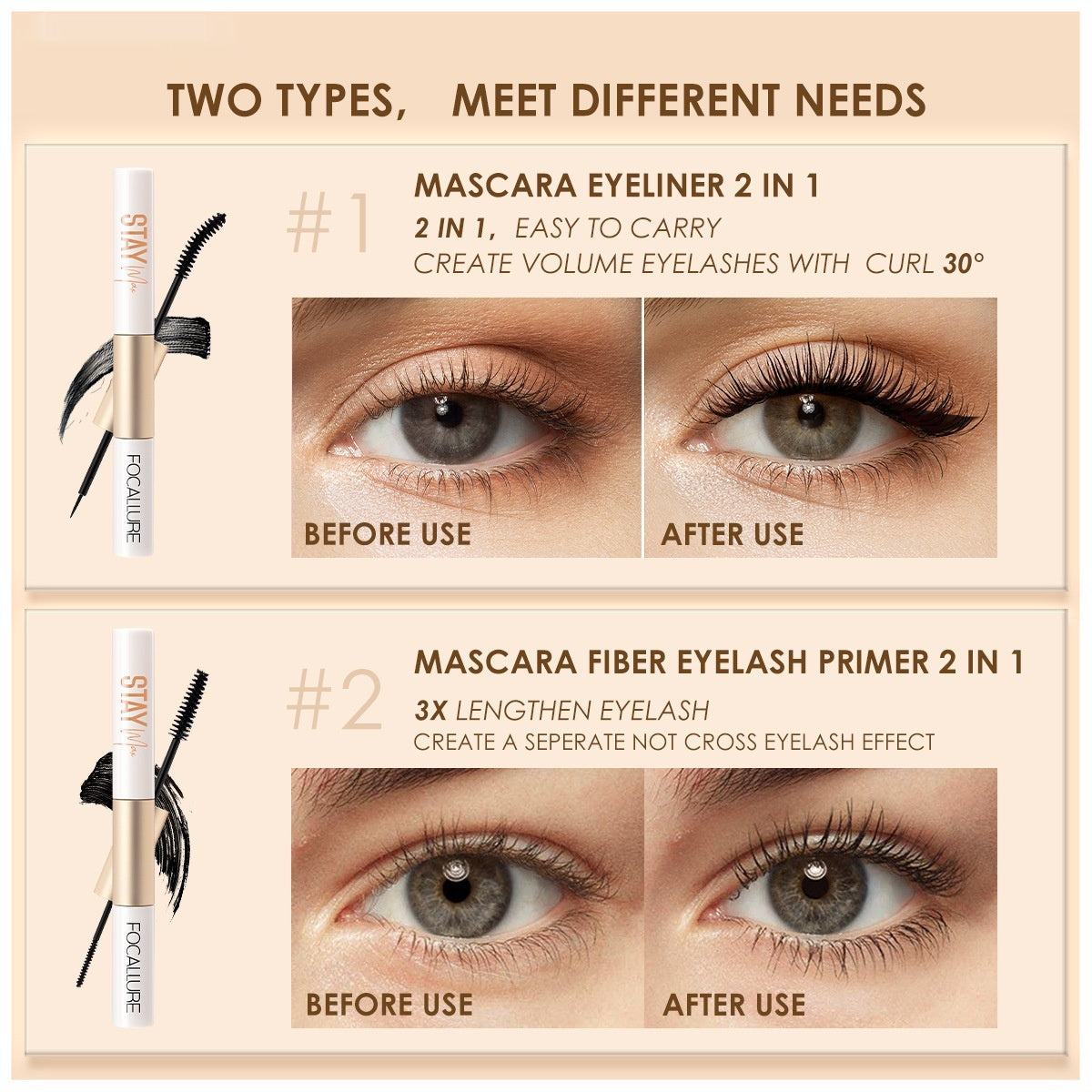 Black Standard Mascara and Eyeliner Set for Special Purposes with Packing List - Teleplus mascara eyeliner special