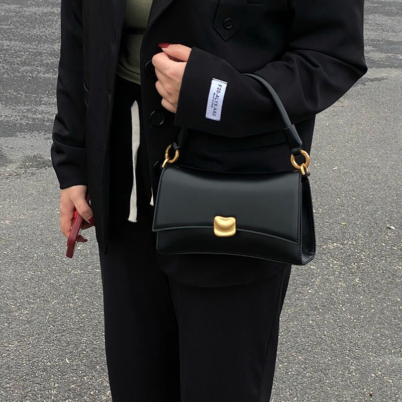 Black Underarm Baguette Bag Portable Crossbody with Double Shoulder Connector - Teleplus black underarm baguette bag