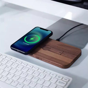 Black Walnut Wooden Wireless Charger with Fast Charging for United States - Charge Like a Pro Marvel united states chf