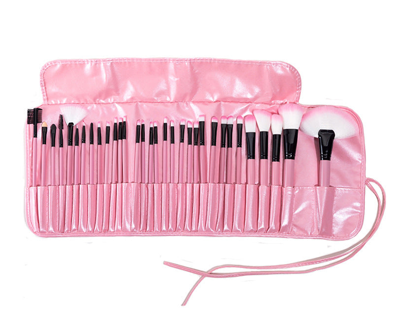 Black Wood Color 24 pcs Makeup Brush Set with Horse Hair Bristles - Teleplus horse hair black wood color makeup brush