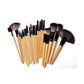 Black Wood Color 24 pcs Makeup Brush Set with Horse Hair Bristles - Teleplus horse hair black wood color makeup brush
