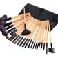 Black Wood Color 24 pcs Makeup Brush Set with Horse Hair Bristles - Teleplus horse hair black wood color makeup brush