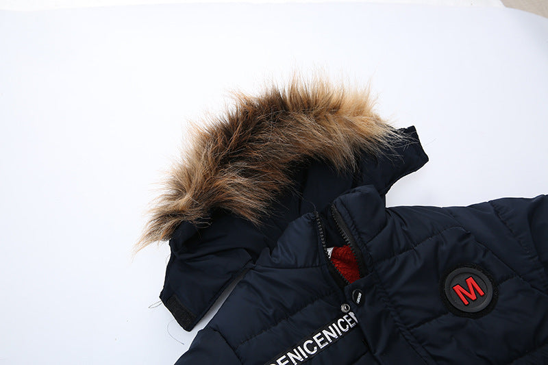 Black Zippered High Collar Padded Coat for Men in Europe and America - Teleplus cotton padded clothes thickened hooded