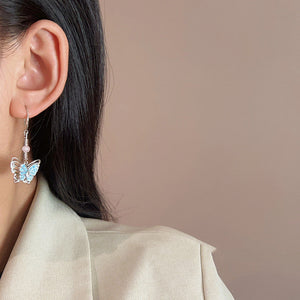 Blue Butterfly Tassel Earrings for Women Zodiac Animal Alloy Jewelry - Flutter in Style with blue butterfly tassel