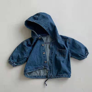 Blue Cow Hooded Denim Corduroy Casual Jacket for Kids - Teleplus hooded denim corduroy casual jacket