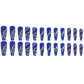 Blue Flame Marbling Fake Nails with Glue Pack of 24 - Teleplus blue flame marbling fake nail